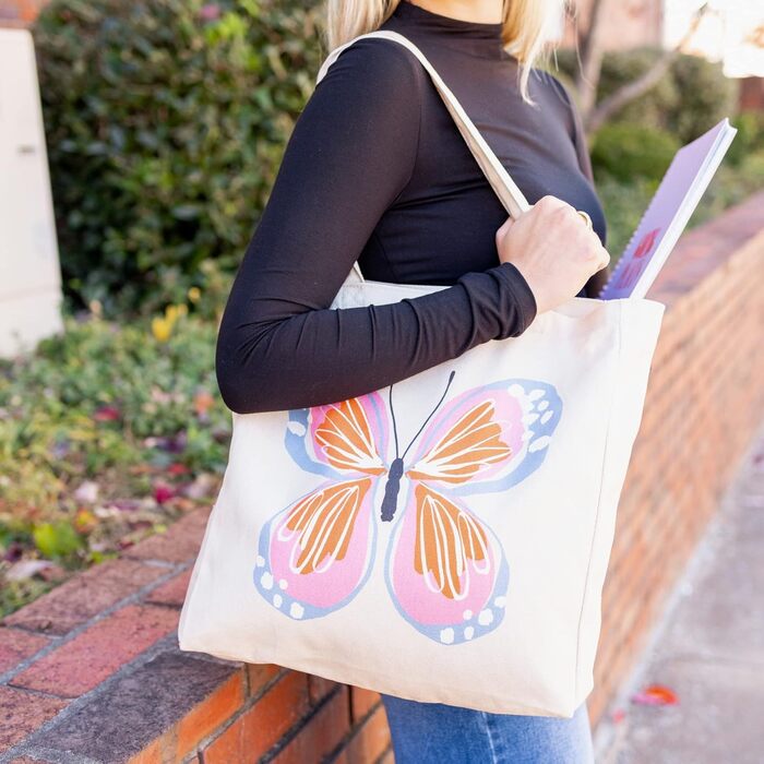 Велика жіноча сумка-тоут Kate Spade New York з канви, для пляжу та школи, Garten Schmetterling