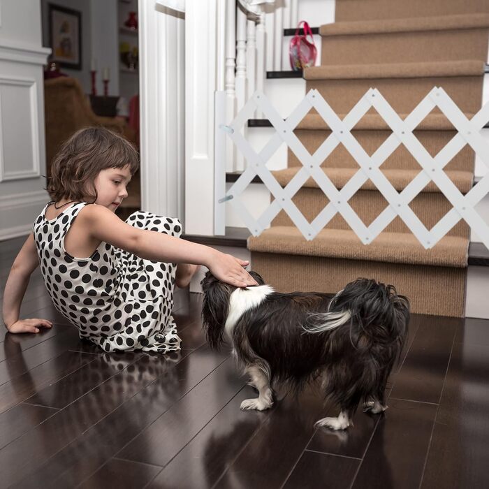 Захисне ворота для собак Relaxdays, висувне до 108,5 см, бамбук, для захисту сходів та дверей, біле