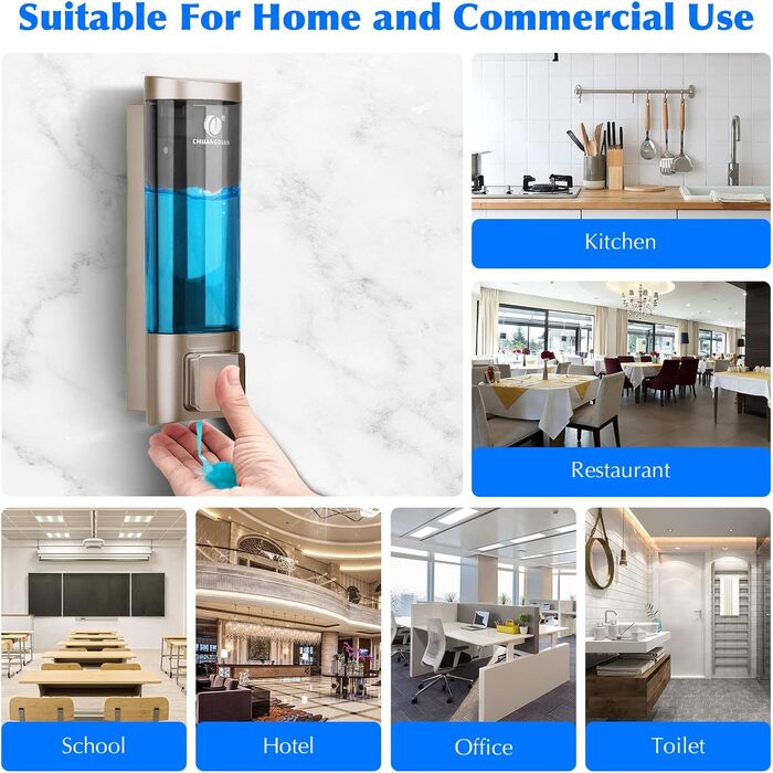 Дозатор для мила настінний без свердління REAQUE, 200 мл, для душу, шампуню, дезінфікуючого засобу, мила, золотий