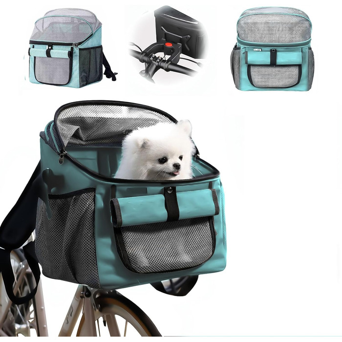 Фahrradkorb für Hunde, Fahrradtasche für Haustiere: Кошик для собак на велосипед, сумка-переноска для тварин. Складаний велосипедний кошик для собак спереду 2 в 1. Кошик для собак-рюкзак зі знімним адаптером для керма для маленьких тварин (максимальне нав