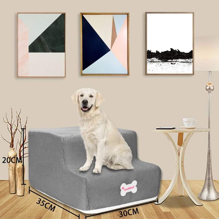 Сходинки для собак на 2 сходинки для ліжка та дивану, 20 см, широкі, для маленьких, старих, великих собак та котів, стабільні, протиковзні, миючі