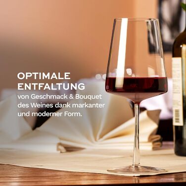 Stölzle Lausitz Red Wine Glasses Power 6-Piece Set 520ml – High-quality wine glasses for full-bodied red wines – Modern red wine glasses with a square shape for maximum flavor development – Dishwasher & shatterproof