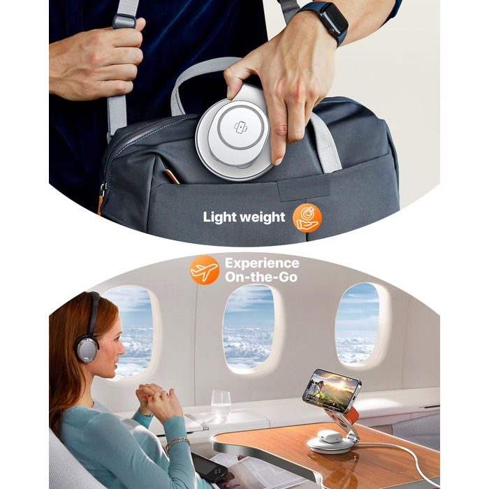 Сумка-органайзер для зарядки MagSafe: Складна зарядка для Apple, індукційна зарядка для iPhone 16/15/14/13/12, зарядка для Apple Watch та AirPods (з 30W адаптером), білий колір