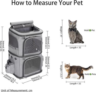 Рюкзак для котів та собак, 2-в-1, знімні відділи, до 12 кг, переноска, складаний, з вентиляцією, сірий L