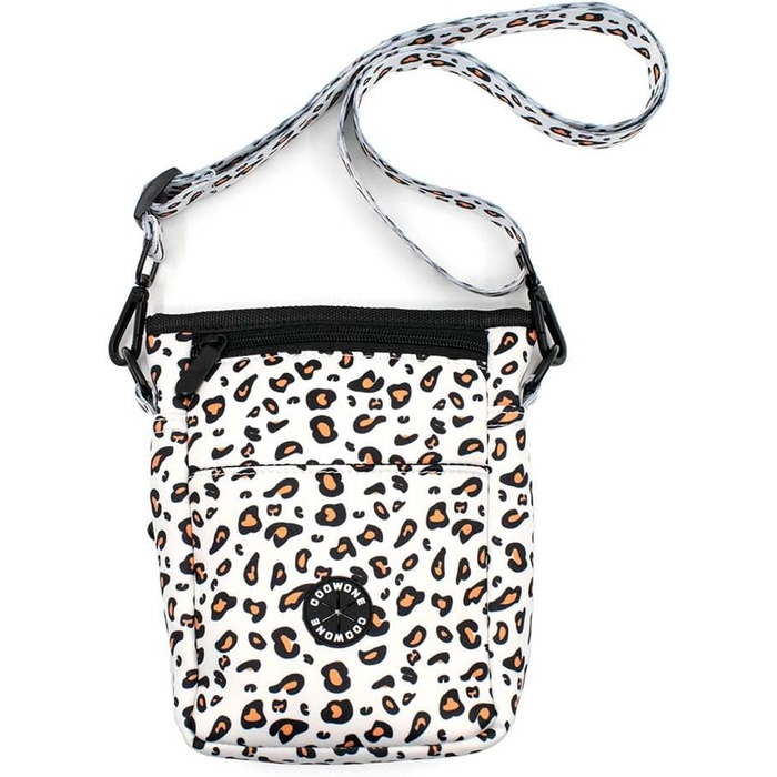 Сумка для ласощів для собак COOWONE Leckerlibeutel, з тримачем для відходів, на пояс, для прогулянок та тренувань, біла, леопардовий принт 2.0