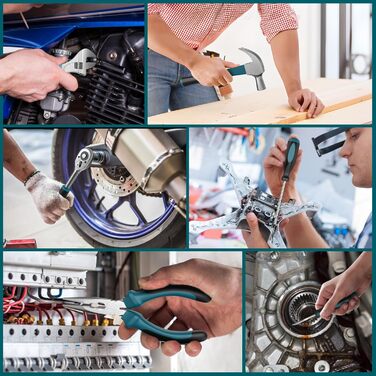 Набір інструментів Sundpey 255 шт. з акумуляторною дриль-шуруповертом 21V, акумуляторний набір з 2 * 2000mAh акумуляторами, ящиковий інструмент з шухлядою для ремонту дому та автомобіля, блакитний