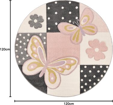 Paco Home Rug Kids' Room Boy Girl Children's Rug Play Rug Short Pile Rainbow Farm Unicorn Butterfly Bunny, Size: 120x170 cm