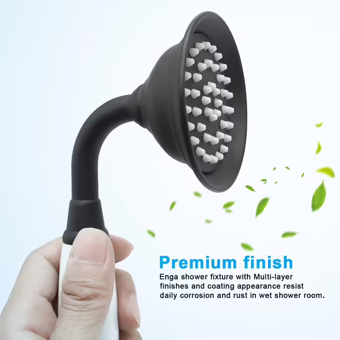 ENGA Vintage Handheld Showerhead Rain Shower Telephone Shape Brass Ceramic Shower Head with 59 Inch Hose for Bathroom (Retro) (Black)