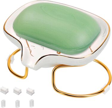 Керамічна мильниця CAUTIOUS з піддоном, біла, вінтажний дизайн