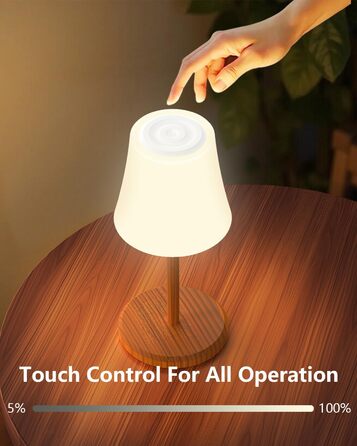 Настільна лампа бездротова LED 2 шт, акумуляторна, з регулюванням кольору та яскравості, сенсорне управління, водонепроникна IP54 для спальні, вітальні, балкону