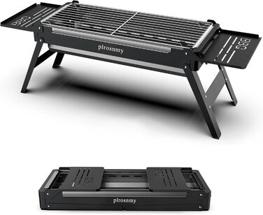 Portable Charcoal Foldable Grill, Outdoor Cooking for Travel, Camping Smoker BBQ Grill, Stainless Steel Tabletop, Portable