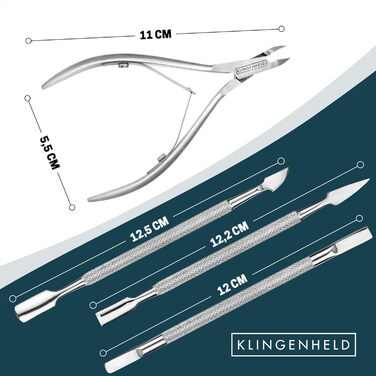 KLINGENHELD® Прецизійний інструмент для догляду за кутикулою (щипчики + штовхач) - легкий, гострий, з еко-етиулом - щипчики для кутикули, кутикульний штовхач