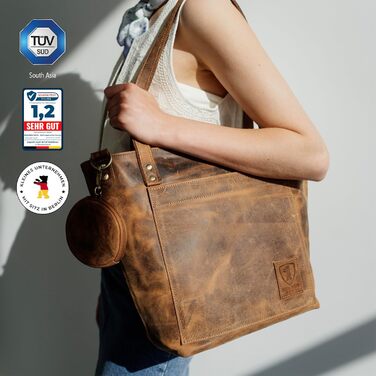 Сумка через плече Berliner Bags Verona Vintage з натуральної шкіри (Волоський горіх) - велика жіноча сумка-шопер з YKK-застібкою