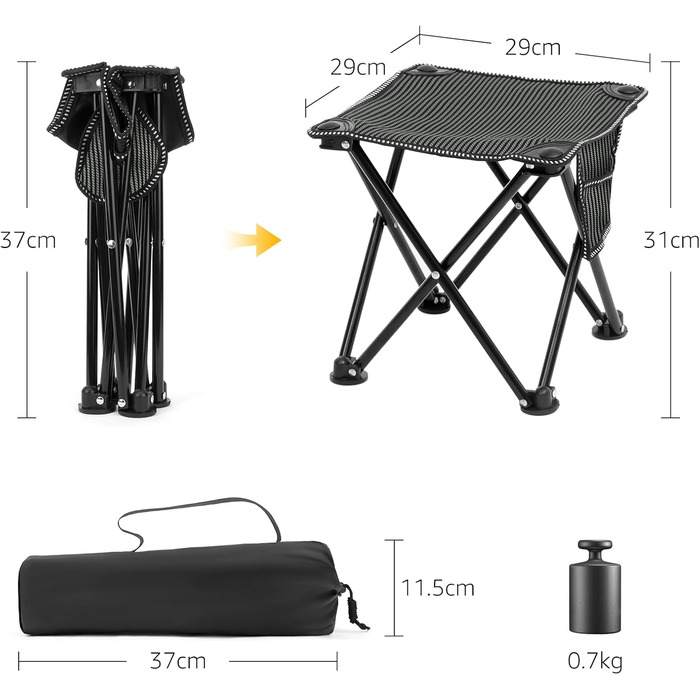 Складний стілець MATEPROX: легкий, портативний, для відпочинку на природі, риболовлі, кемпінгу та саду