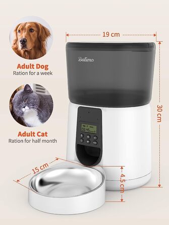 Автоматичний годівник для котів Balimo 3L з Wi-Fi, керування через додаток, для собак та котів, чорний