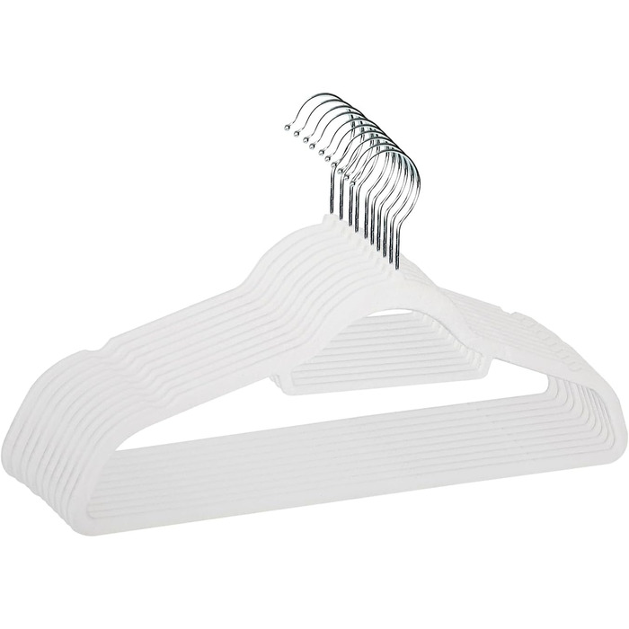 Набір вешалок для одягу SVITA (10 шт.) - вешалки для костюмів, антиковзаючі, з оксамиту, білі
