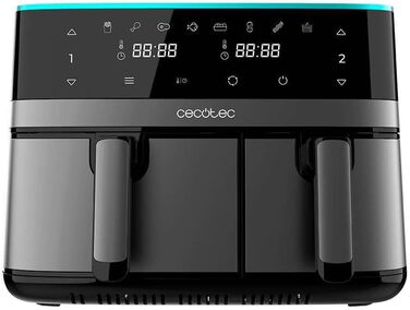 Фритюрниця без олії Cecotec Cecofry Advance 9000 Window 9L. 2200W, рухома перегородка, Dual Temp 80-200ºC, PerfectCook, 2 кошики (5,5 + 3,5L)