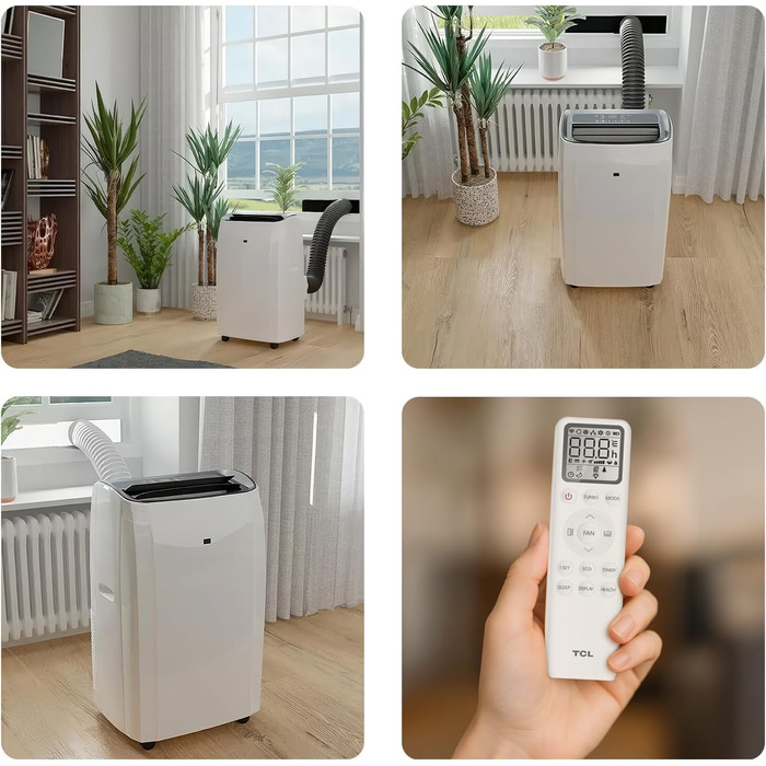 Кондиціонер TCL 9000 BTU (2,6 кВт) TAC-09CPB/NZB 3-в-1, з таймером, режимом сну, для вітальні, офісу, спальні, з функцією осушувача, з пультом керування, з випускним шлангом