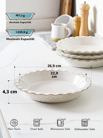 Набір порцелянових чашок для кави LE TAUCI, 4 шт, 480 мл, білий колір (Arktis Weiss) з десертною тарілкою 22.9 см