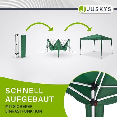 Juskys Pop-Up Gazebo Vivara 3x3 m - Height-Adjustable Pop-Up Gazebo, UV50+ & Water-Resistant - Garden Tent with Bag - Party Tent for Garden - (Green)