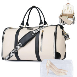 Сумка-органайзер для подорожей 50 л, 2-в-1: сумка та водонепроникне взуття з антизминальним системою для жінок та чоловіків – ідеально для ділових поїздок та відпочинку (Бежевий)