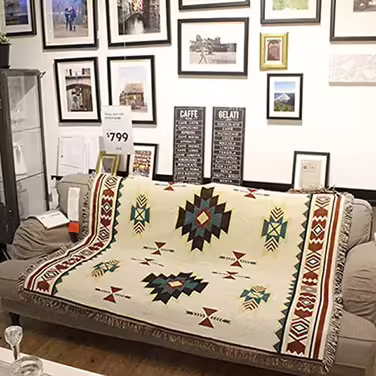 Zibaobeter Aztec Navajo Throw Blanket Bohemian Tribal Ethnic Geometric Pattern Blanket With Tassels Suitable For Sofa/Bed/Outdoor (130x180cm/51.2x70.8in)