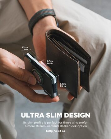 Кластинка для карток чоловіча VULKIT з металевою кліпсою для грошей, RFID захистом, тонкий дизайн, зелений колір