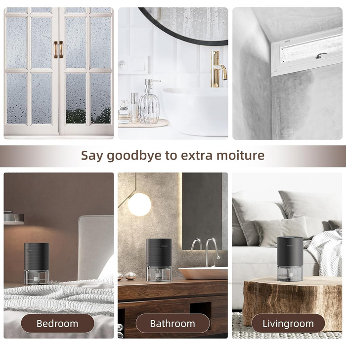 CONOPU Electric Dehumidifier, Energy-Saving Room Dehumidifier, Automatic Shut-Off, Dehumidifier Basement Small, Ultra-Quiet Closet, Bathroom, Bedroom, Office, Black, 21.3*12.8*12.8cm