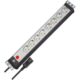 Бренненштуль Premium-Line Розподільний блок 8 розеток для серверних шаф (з кабелем H05VV-F 3G1,0, 3м, Made in Germany), чорний/світло-сірий