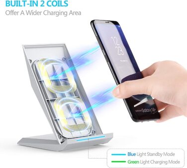 Бездротовий зарядний пристрій NANAMI для iPhone 17/16/15/14/13/12/11 Pro Max/XS/XR/X/8+, Samsung Galaxy S26/S25/S24/S23 - Швидка індуктивна зарядка, сріблястий колір