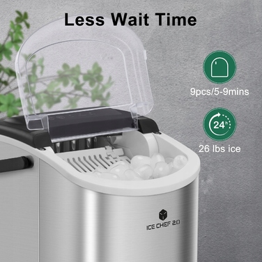 Льодогенератор ICE CHEF 2.0, сріблястий/сірий, 90 Вт