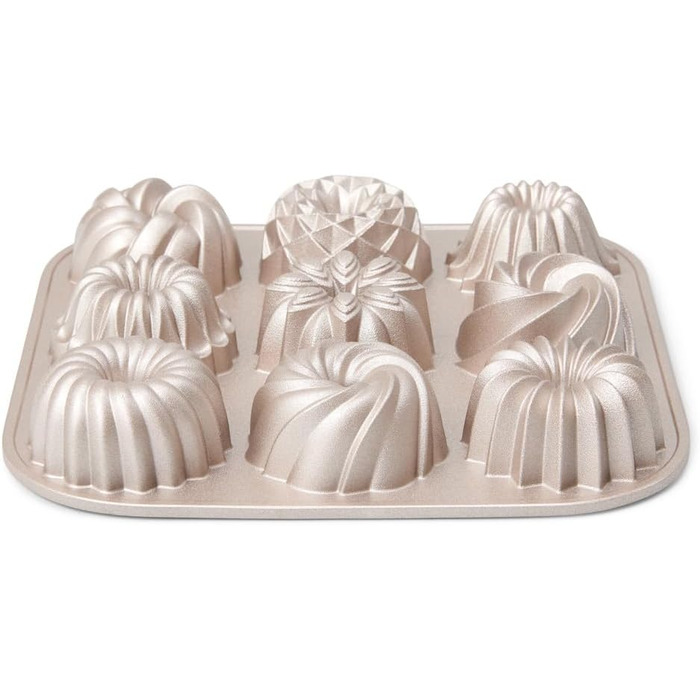 Форма для випікання 9 міні-кексів Bundt Patisse, алюмінієва, золота, 24x24x4,5 см