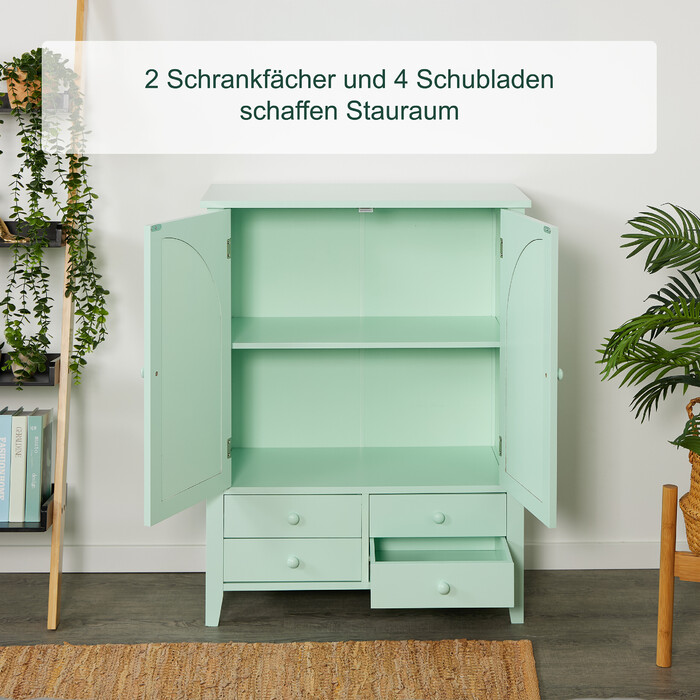 Relaxdays Sideboard with Rattan Look Turquoise