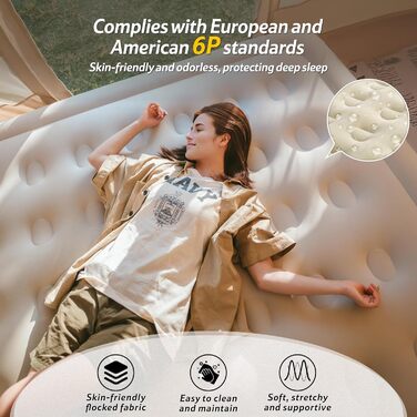 Надувний матрац Naturehike для кемпінгу та дому (190x100x45 см), самонадувний, з акумуляторним насосом, для 1 особи, коричневий