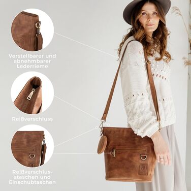 Сумка жіноча через плече Berliner Bags Siena вінтажна шкіряна бежева (Camel) середнього розміру