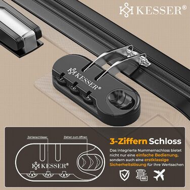 Чемодан KESSER® середній, жорсткий корпус, вага + бірка для багажу | Валіза-роликовий чемодан з кодовим замком, 4 колеса, ABS, телескопічна ручка (66x45x28см / 84 літри, шампань) 66см - 84Л шампань