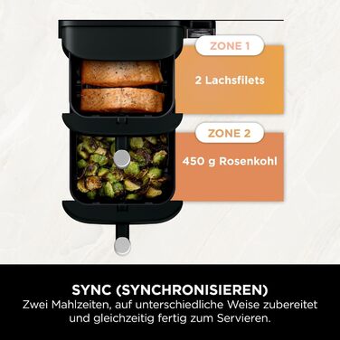 Ninja Double Stack Air Fryer, 7.6L Air Fryer, Double Basket Air Fryer with 4 Cooking Levels, 2 Drawers, 2 Racks, Space-Saving Design, 6 Cooking Functions, 6 Portions, Grey SL300EU Stacked Double Drawer 7.6L Grey