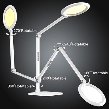 LED лампа настільна з денним світлом для відеоконференцій, офісна лампа з підставкою, регульована з 4 режимами кольору, 18W світло для відео, захищає очі, підходить для дому та офісу, матовий білий