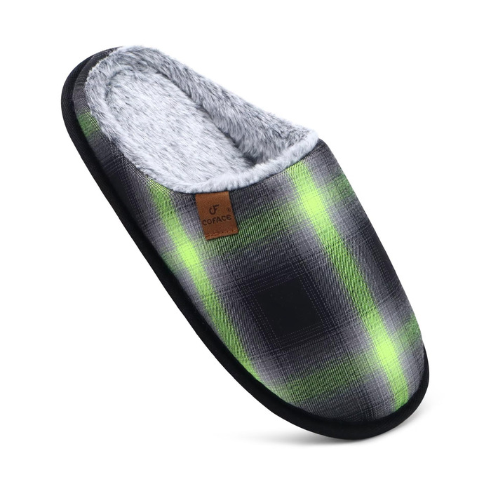 Чоловічі домашні тапочки COFACE з піною пам'яті, теплі, з вовняної тканини, з антиковзкою гумовою підошвою, розмір 40-49, 46 EU, зелені/чорні