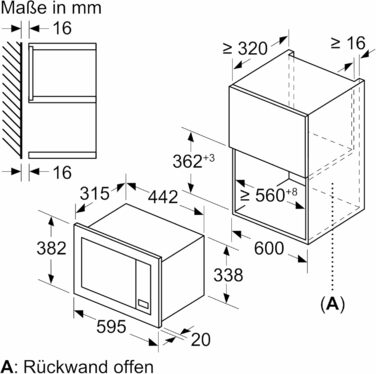 Вбудована мікрохвильова піч Bosch BFL524MS0, 60 см, чорний колір, 800 Вт, LED-дисплей