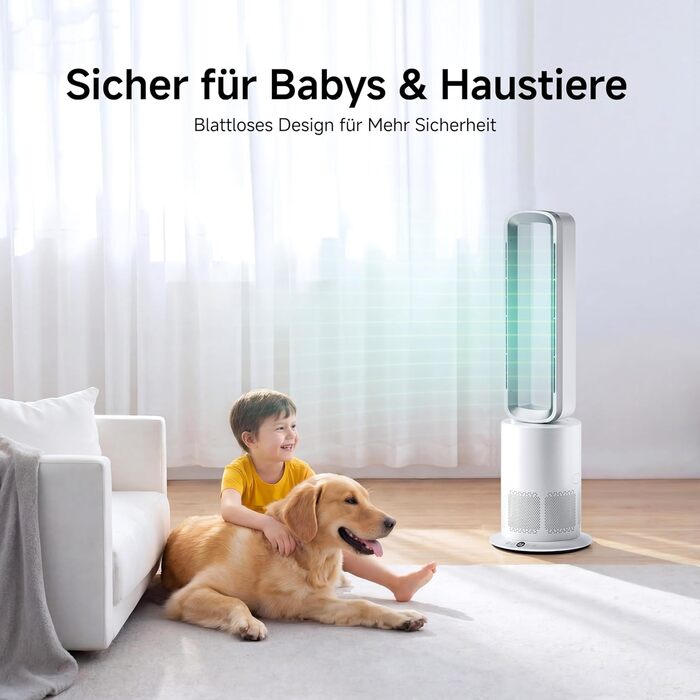 Безлопатевий вентилятор-нагрівач TP18Pro 2-в-1: 10 режимів охолодження, 3 - обігріву, пульт та сенсорне керування, тихий DC-двигун