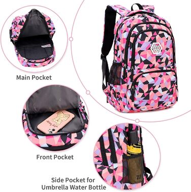 Шкільний рюкзак IvyH для дівчаток-підлітків, 3-в-1 з ланч-боксами та пеналом, чорний