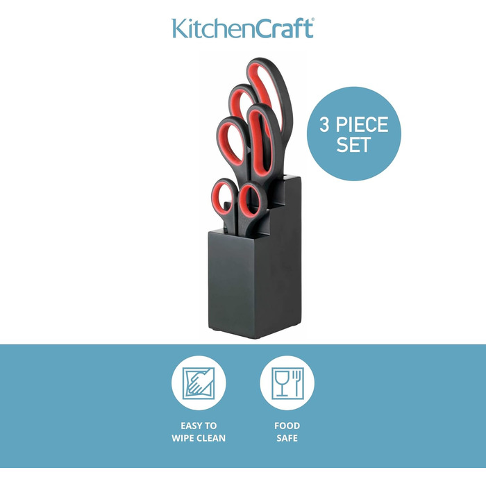 Набір кухонних ножиць KitchenCraft з підставкою, багатофункціональні ножиці, 4 предмети, чорний