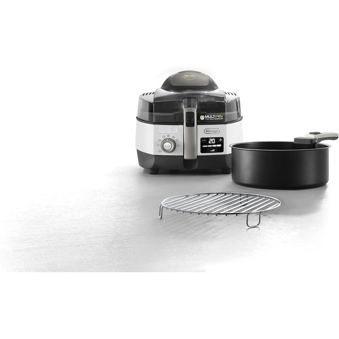 De'Longhi MultiFry Extra Chef Plus FH1396 Air Fryer, Multicooker with 1.7 kg Capacity, 8 Cooking Programs, Convection System with 2 Heating Elements, Grill Function, Recipe App, 2300 Watts, White 8 Programs