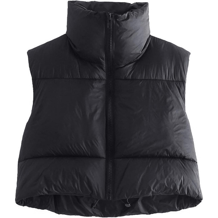 Жіноча жилетка Geagodelia: коротка, без рукавів, з утеплювачем, стильна, легка, чорна. Ідеальна для осені та зими.