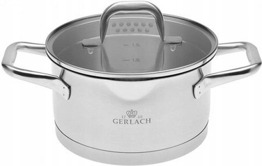 Каструля з кришкою Gerlach, нержавіюча сталь, 1,5 л, для індукційних плит