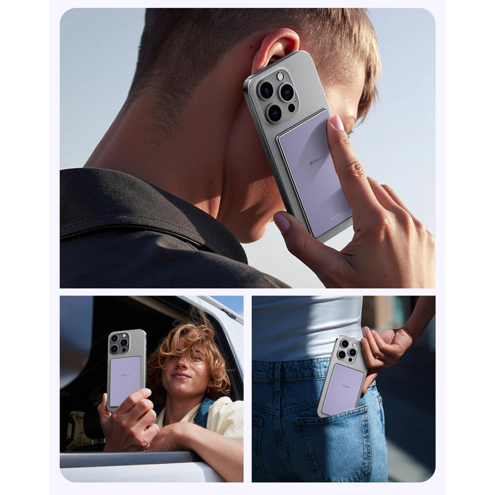 PowerBank Kuulaa Ultra Slim 5000 mAh з MagSafe, Type-C 20W, Швидка зарядка, 7.2 мм, для iPhone 16/15/14/13/12 (фіолетовий)