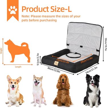 BingoPaw Dog Car Seat for Medium Dogs - Secure & Waterproof Pet Seat Cover for Back or Front Seat - Reinforced with Seat Belts - 66x55x49 cm