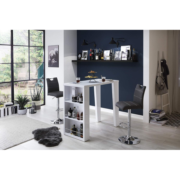 Hela Miranda Bar Stools - 2 Pack, Adjustable Height, 360° Swivel, Grey Faux Leather - Bistro Chairs