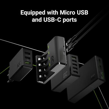 Зарядний пристрій Green Cell VitalCharger для акумуляторів AA AAA 2000mAh (NI-MH) з Micro USB та USB-C, 4-канальний, LED-індикація